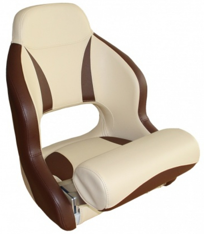 Chair "flip up" beige with brown W500mm x 640mm x H600mm