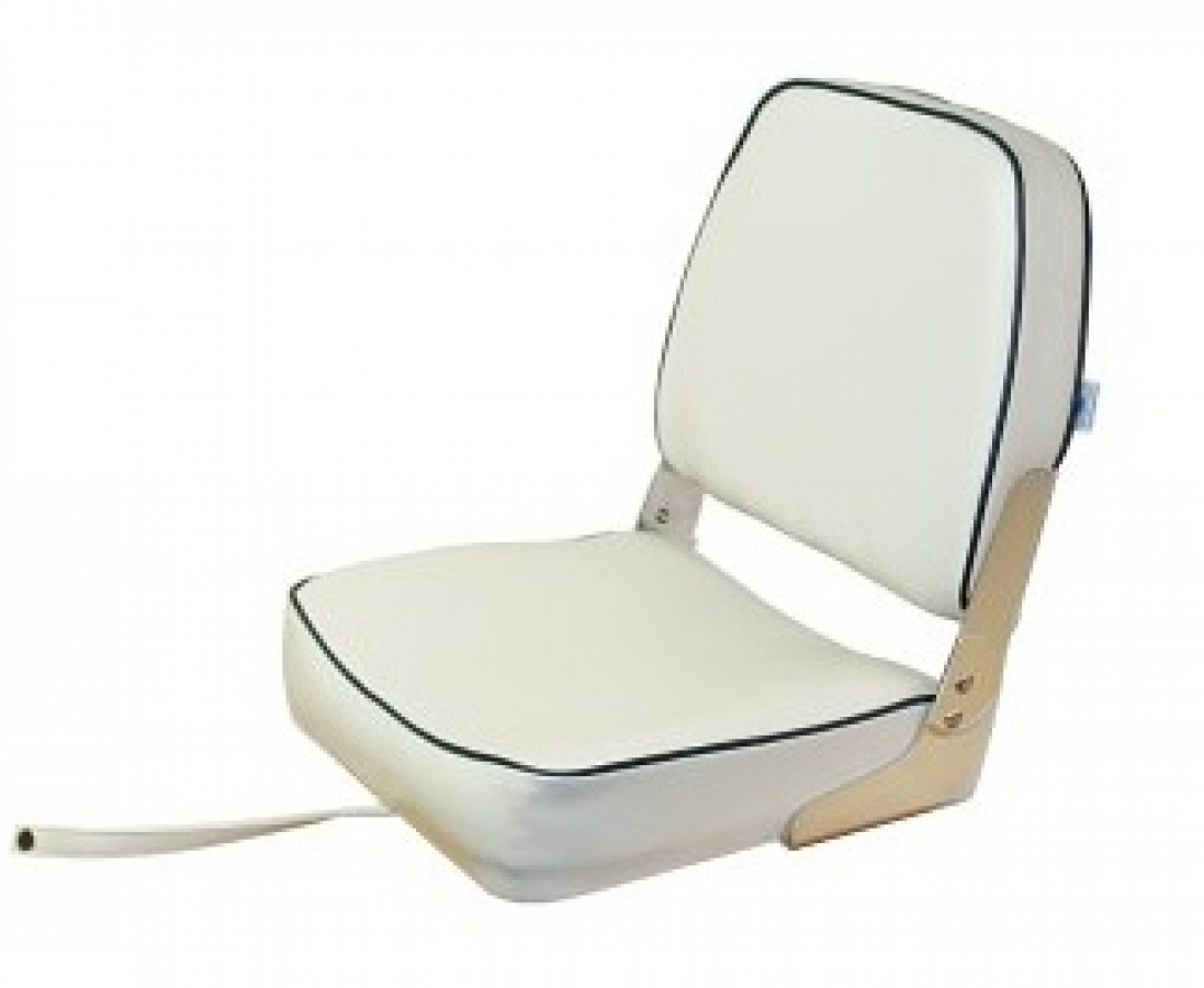Folding chair - white with a blue stripe