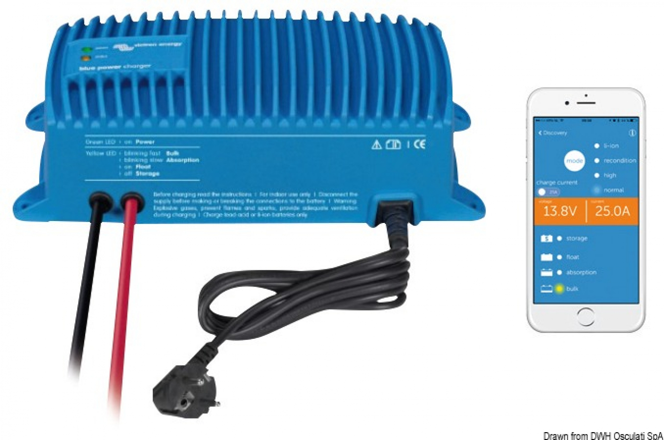 Charger VICTRON Blue Smart IP76 13A 14.4V with BT 85x211x60mm 1.8kg Li-ion, LIFEPO4, AGM, Pb