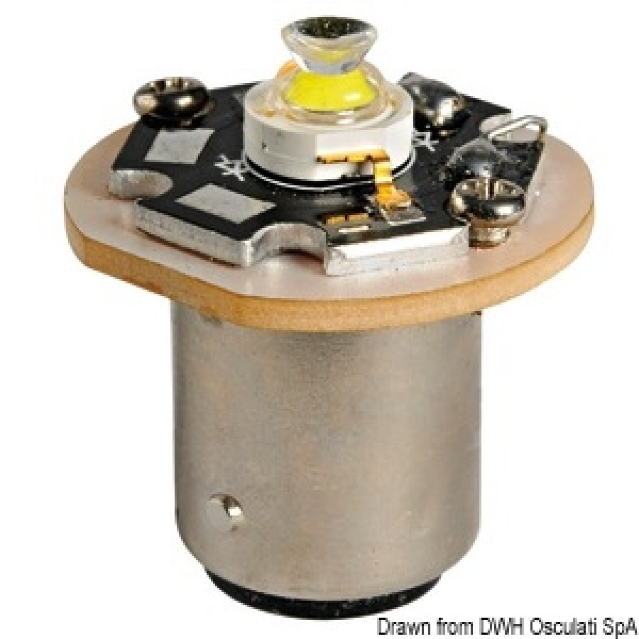 BA15D LED bulb for anchor lights, aligned bayonet pins 10-30V  1.2W 100Lumen