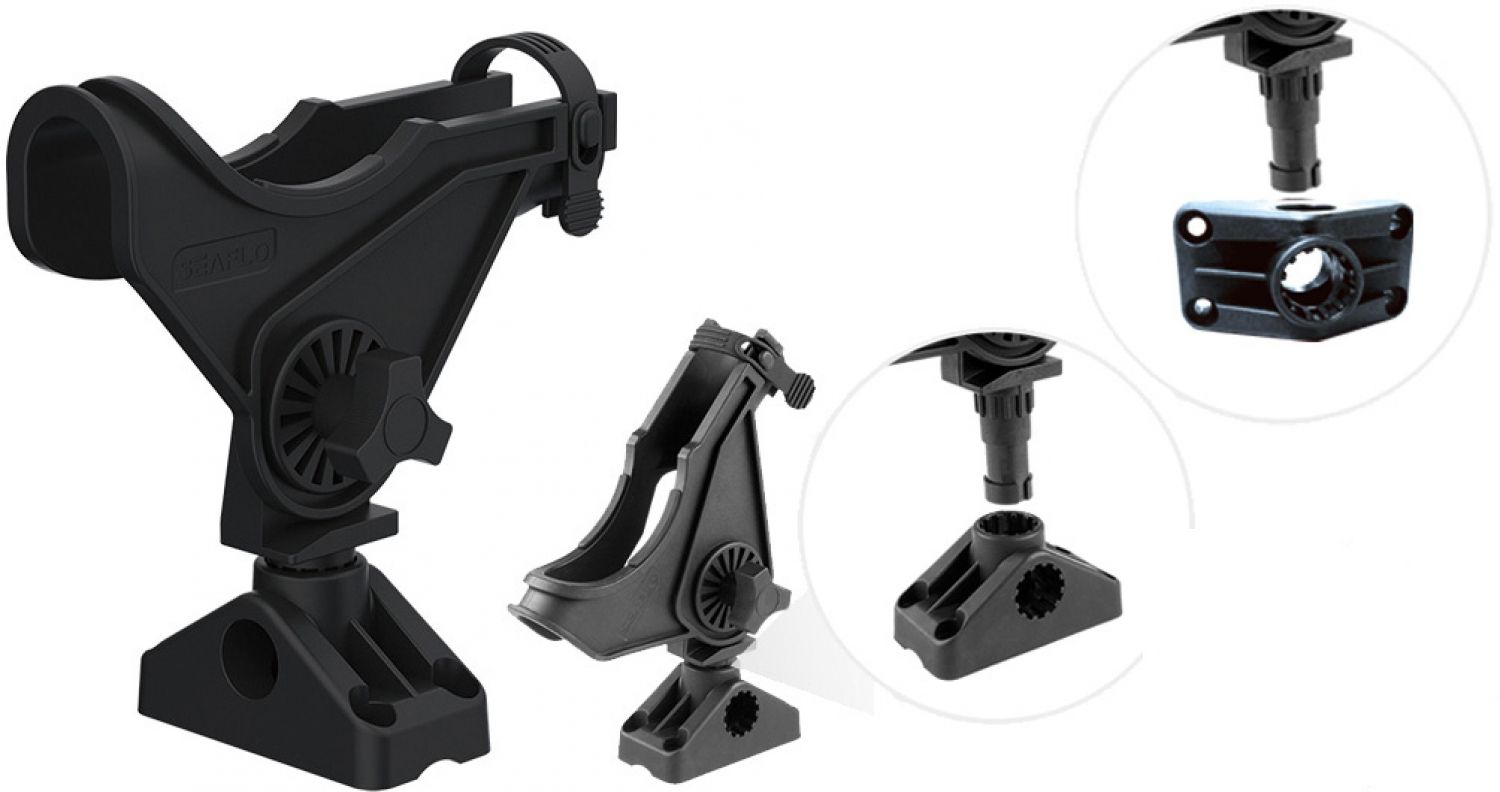 Makšķeres turētājs - stiprinās uz horizontālas vai vertikālas virsmas D33mm Pamatne 100x51mm