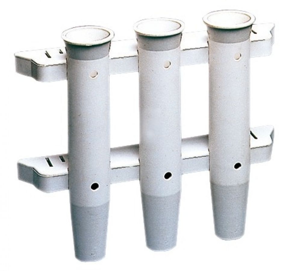 Держатель для удочки на переборку белый нейлон 3 удочки Ø44мм 300мм - белый