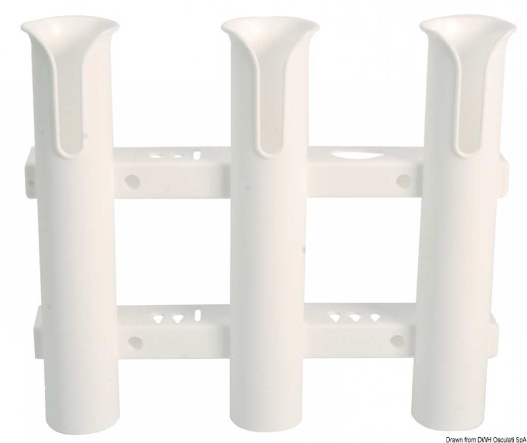 Wall mounting plastic rod halter for  3 rods Ø44mm  270x315mm - white