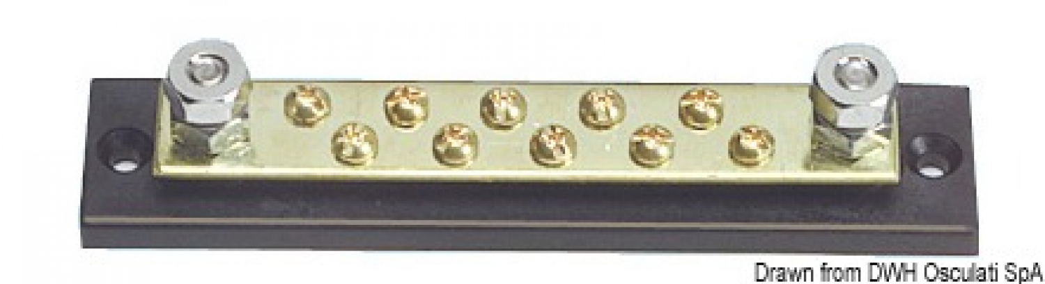 Bus-bar electric terminal board 10x4mm 2x6mm Max 150A  Dimmensions  145x31mm