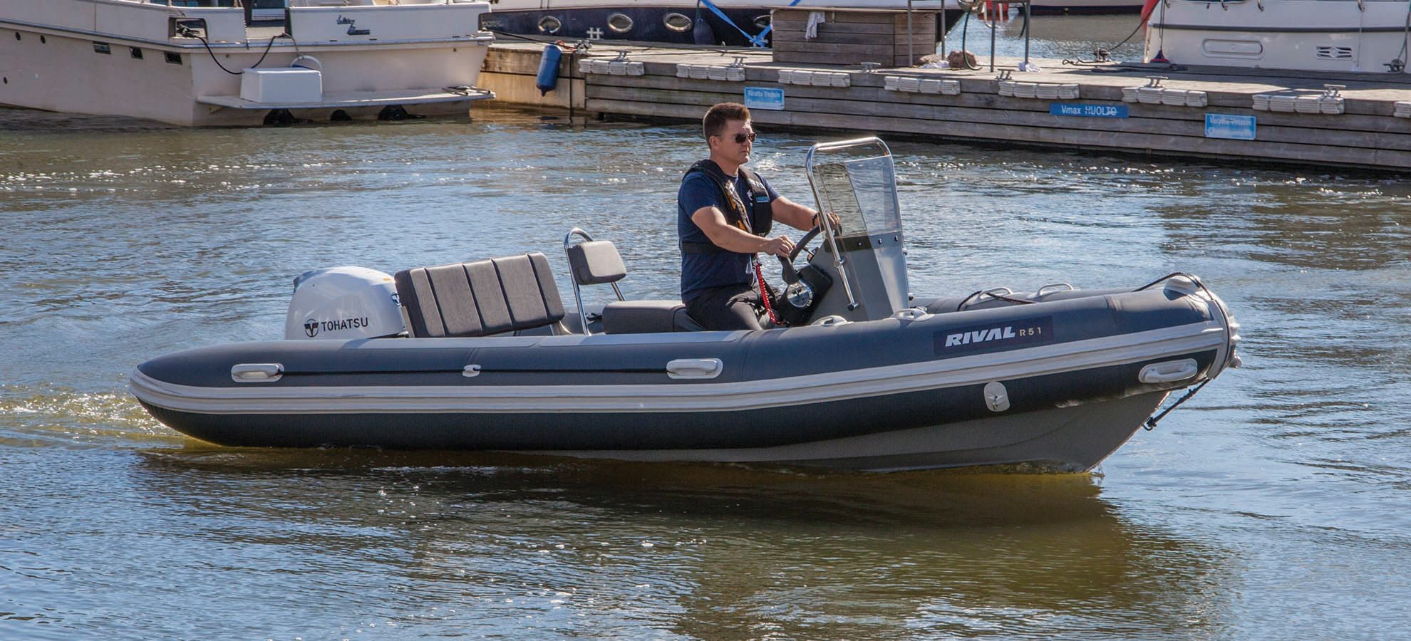 Engine Tohatsu 50 HP Beluga White MFS50AWETL - electric start, remote control, L - long leg, electro-hydraulic lift