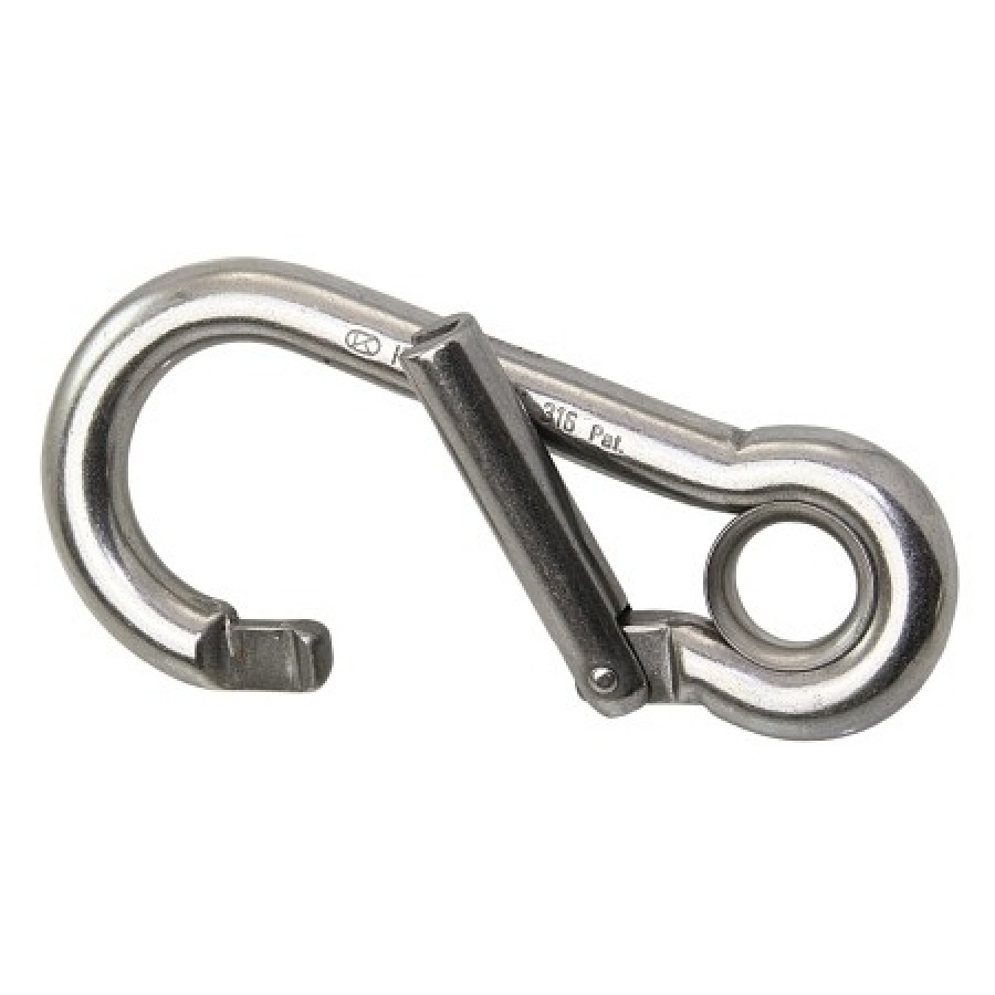 Carabiner with hook 80mm S.S. La 80mm, D1 8mm, Ø1 11mm, Ø2 24mm, BRL 800kg