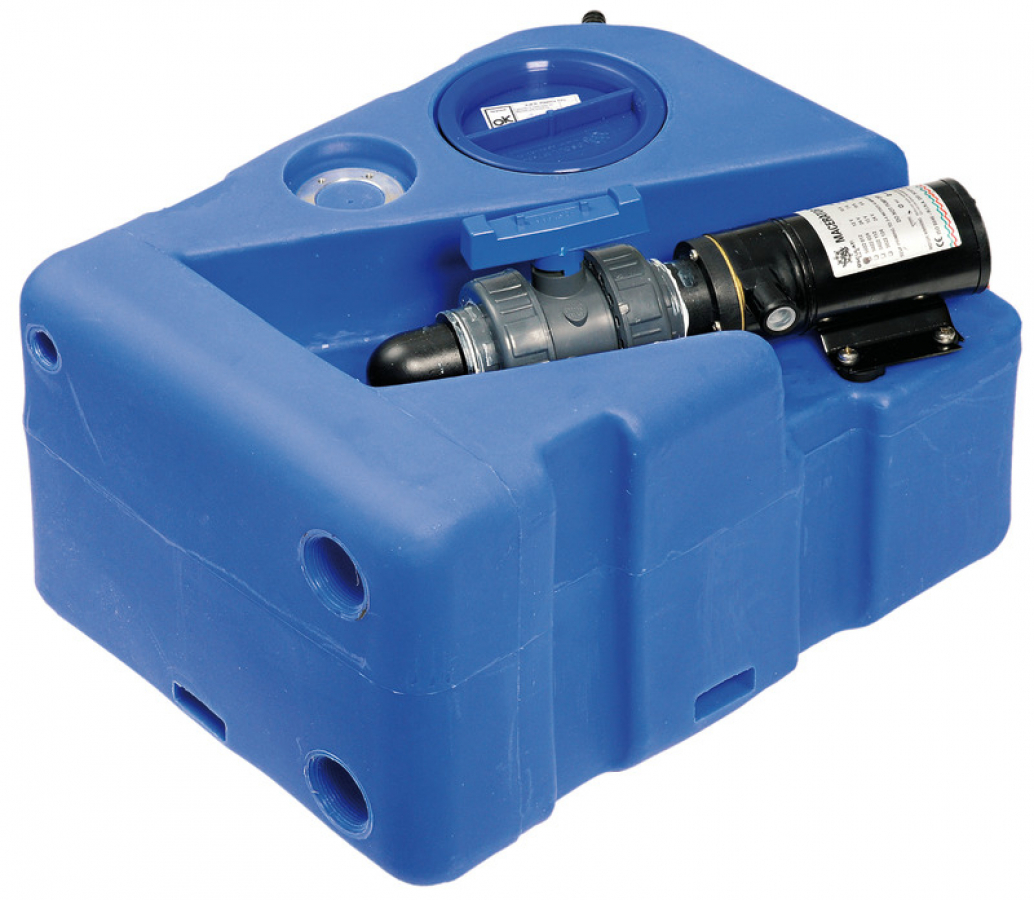 Dirty Water Tank 40L with Macerator 12V - Dimensions A-50cm B-39cm C-30cm Outlet 25mm
