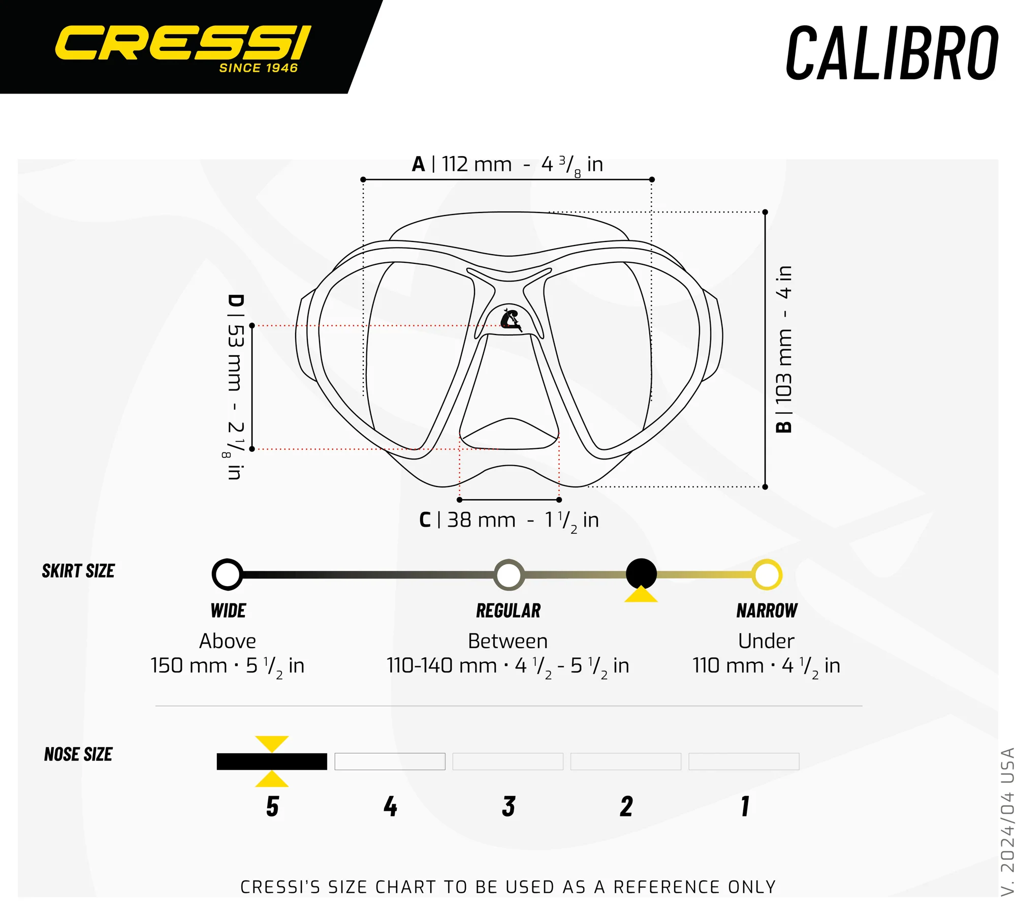 Diving Mask CRESSI Calibro Black/Silver with FOG-STOP technology
