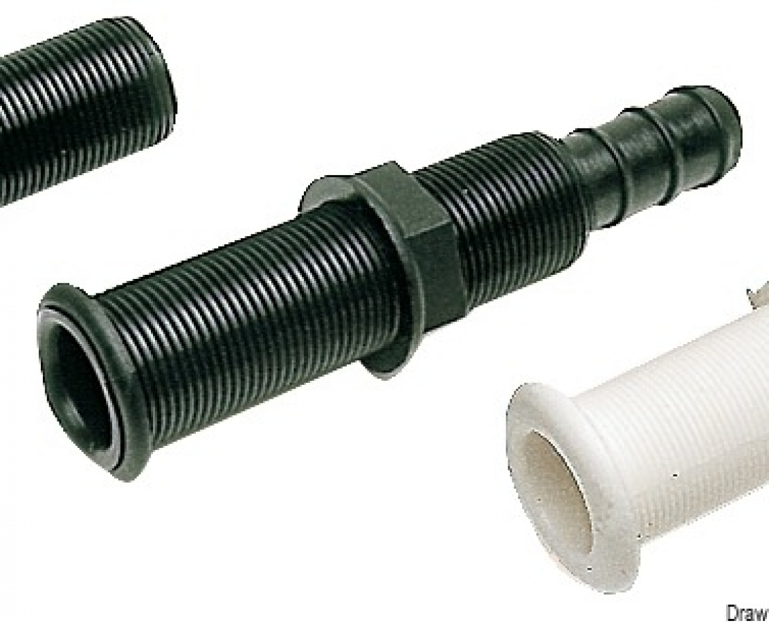 Notekas izvads L153mm x iekšējais Ø23mm Šļauka Ø19 mm -balts