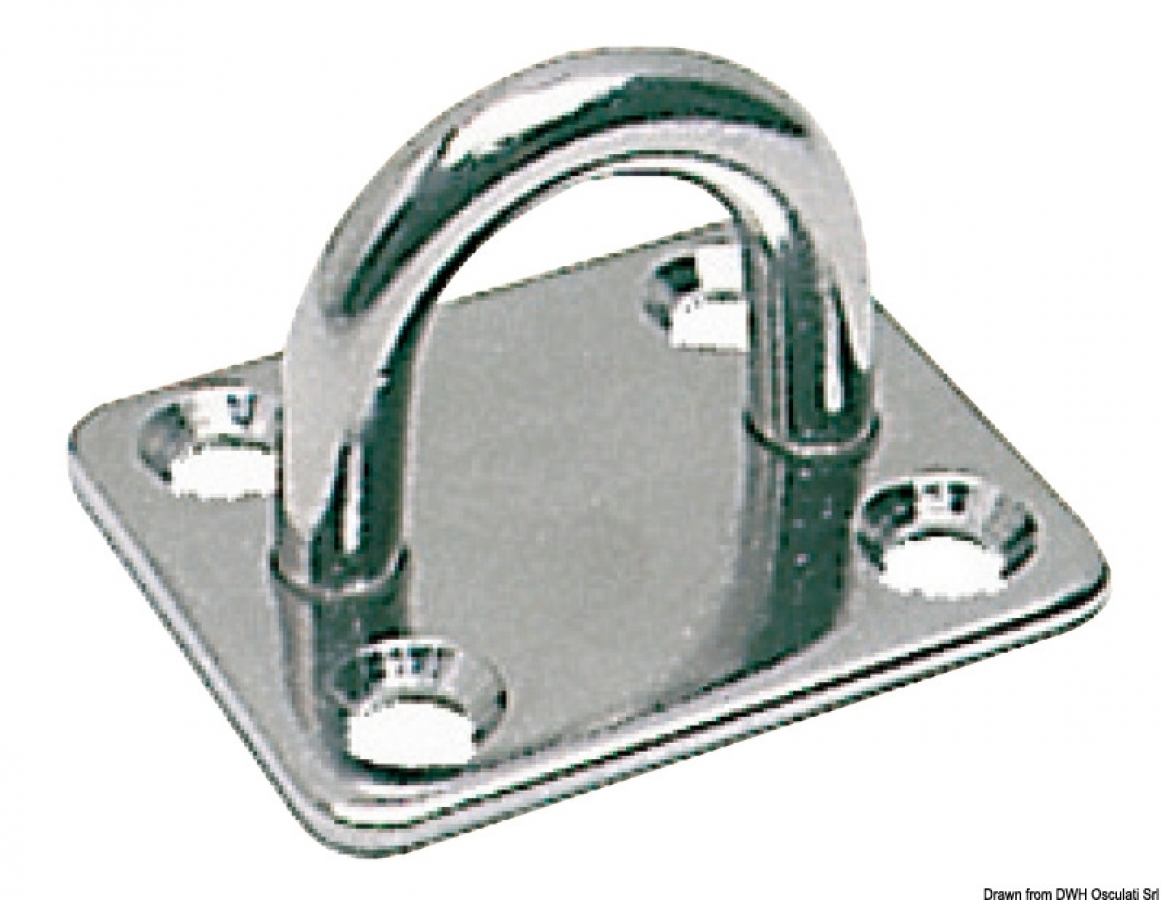 SS rectangular plate w/ring Ø8 mm