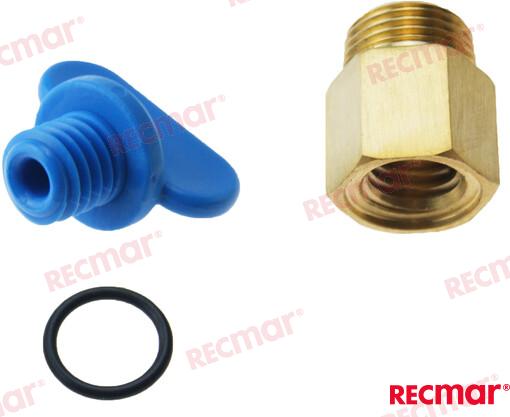 straight drain kit OEM: Mercruiser: 22-806608A1, 22-862557, 22-8M0119211, 806608A02, 806608Q01, 8M0119211; Volvo: 3850802; OMC: 0909601