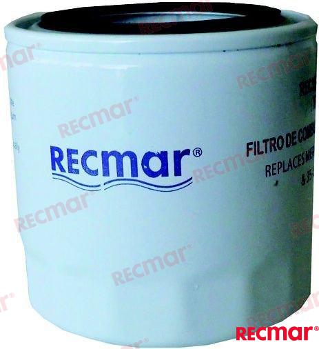 Oil filter - V8 un 3,0L Mercruiser/ VP OEM: Indmar: 501001, 872023; Pleasurecraft: R077002; Mercruiser: 14957, 35-866340K01, 35-866340Q03