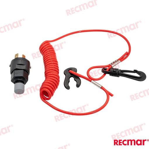 Kill switch with coil lanyard