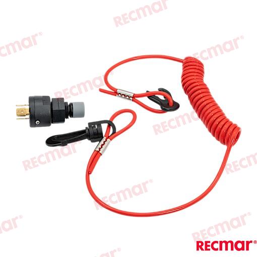 Kill switch with coil lanyard