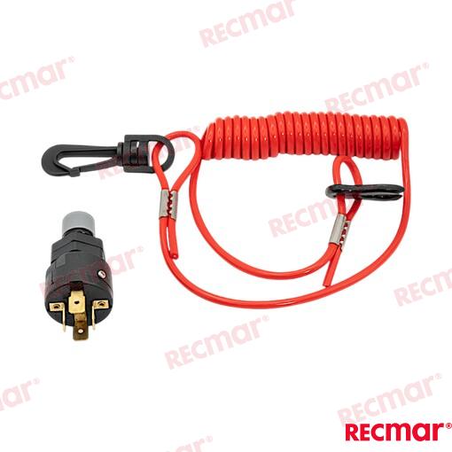 Kill switch with coil lanyard