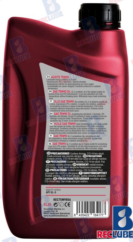 Масло трансмиссионное API-GL5 75W90 синтетическое 1л для Volvo Penta AQ, DP, IPS OEM: Volvo: 1141572, 1141634, 22479650, 24809436, 3809443