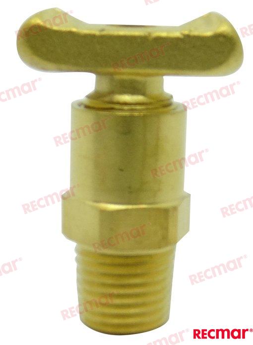 drain cock OEM: Indmar: S605005; Mercruiser: 16951Q1, 22-16951Q1, 22-87238; Volvo: 82745, 949918