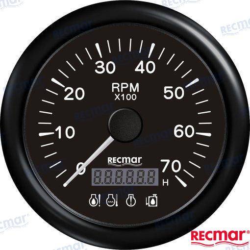 tachometer with 4 LED alarm 0/7000rpm black