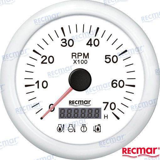tachometer with 4 led alarm 0/7000rpm white