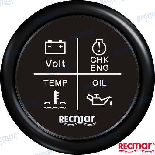 4 LED alarm gauge 12v/24v black