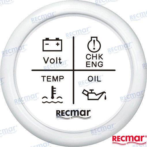 4 LED alarm gauge 12v/24v white