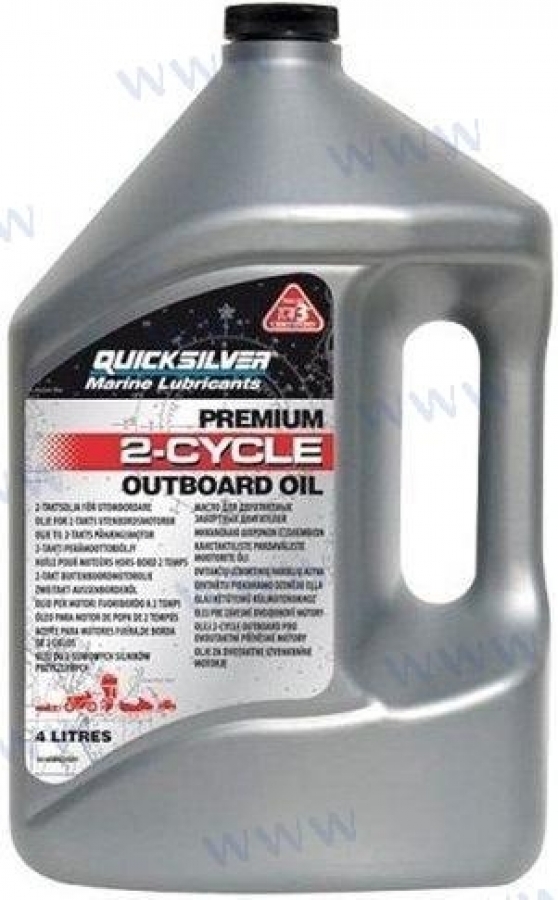Двухтактное масло Quicksilver Premium TCW-3 3.78L OEM: Mercruiser: 858022E01, 858022QB1, 859040A6, 8M0205371, 92-831230A6, 92-858022K01