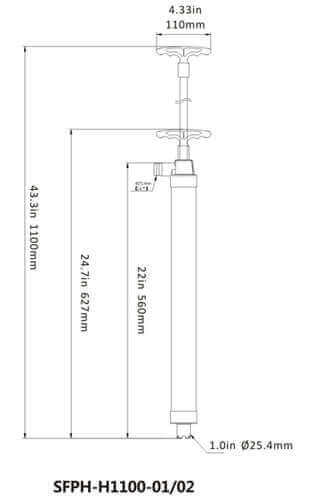 Rokas ūdens sūknis kajakiem un laivām L68cm 0.7l/min Seaflo SFPH-H1100-02