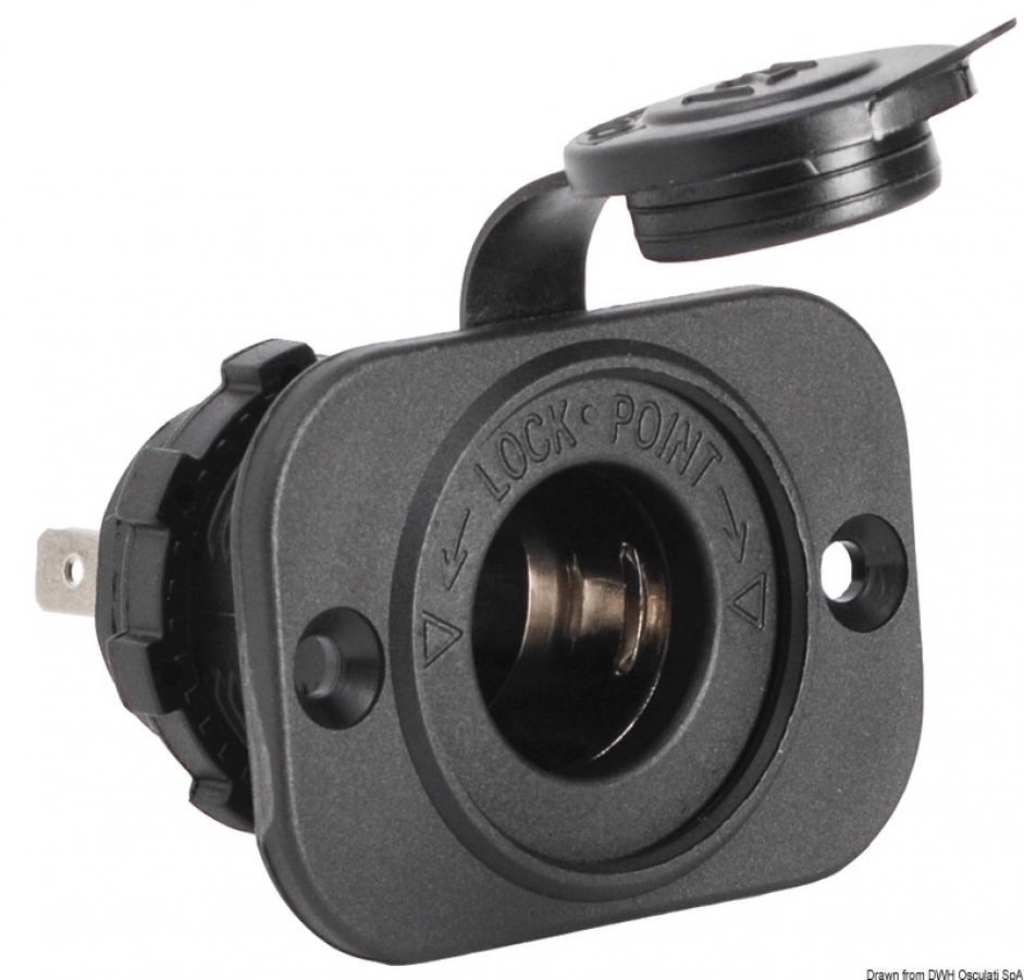 Socket + external mounting panel 12V 58x45mm