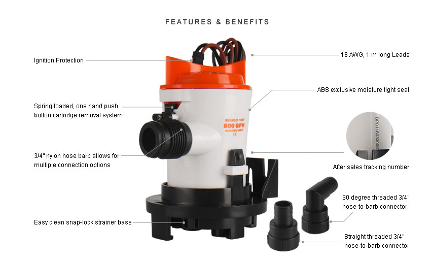 non automatic bilge pump SEAFLO  350 gph 12v