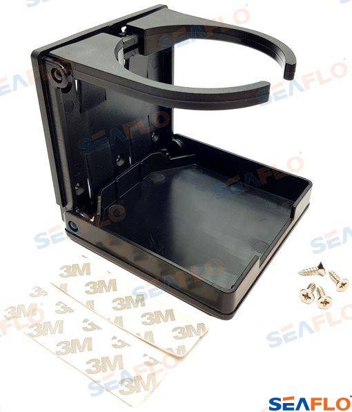 fold-up adjustable drink holder - black