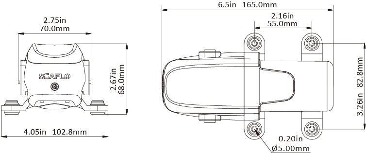 pressure water pump SEAFLO 12v 4.3lpm/1.2gpm 40psi/2bar