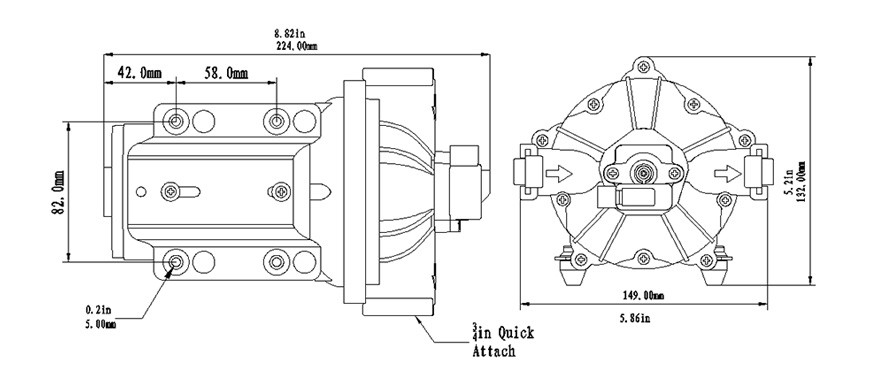 diaphragm water pump SEAFLO 24v 18,9lpm 4,3bar serie 52