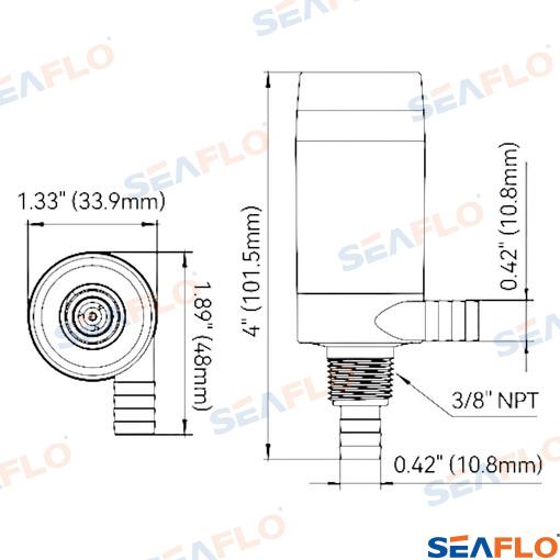 Кухонный насос Seaflo 12 В, 100 GPH/6,3 л/мин, 3/8 (10 мм), FGP1-G100-01