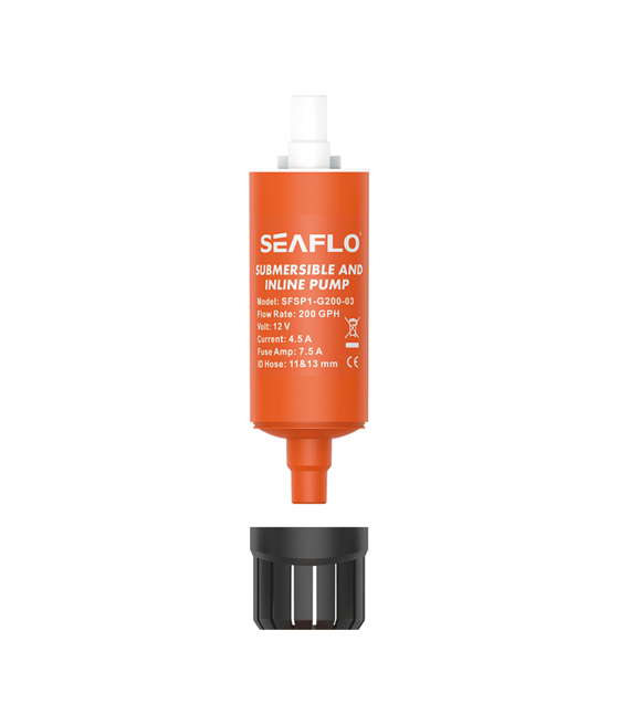 Tvertnes sūknis 200GPH 11.8l/min 12V 7.5A Izejas diametrs 10.16-12.7mm - Seaflo SFSP1-G200-03B