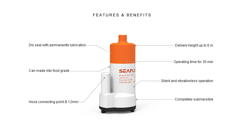 low voltage submersible pump SEAFLO 12lpm 12v