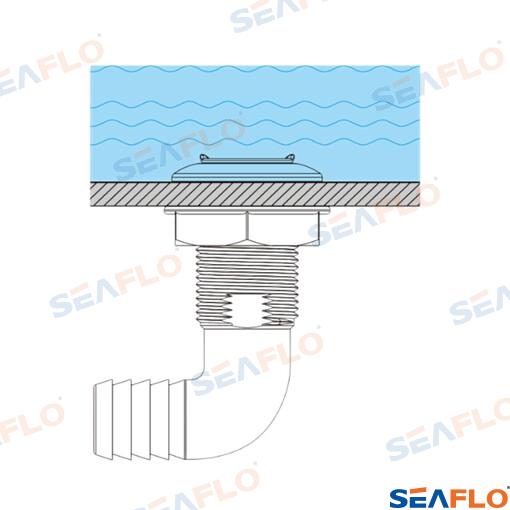 Ūdens noteka 90º ar filtru 3/4" Seaflo