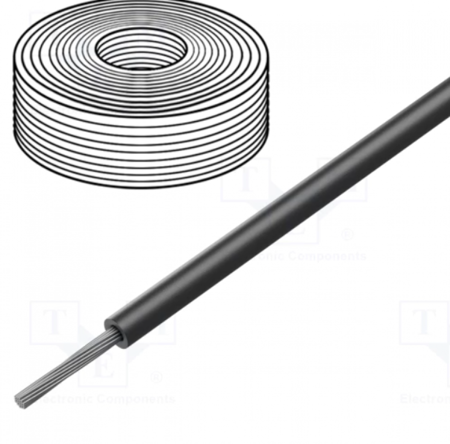 Wire 10mm2 - 8AWG - silicone insulation, tinned copper - black Helukabel - Price for 1m!