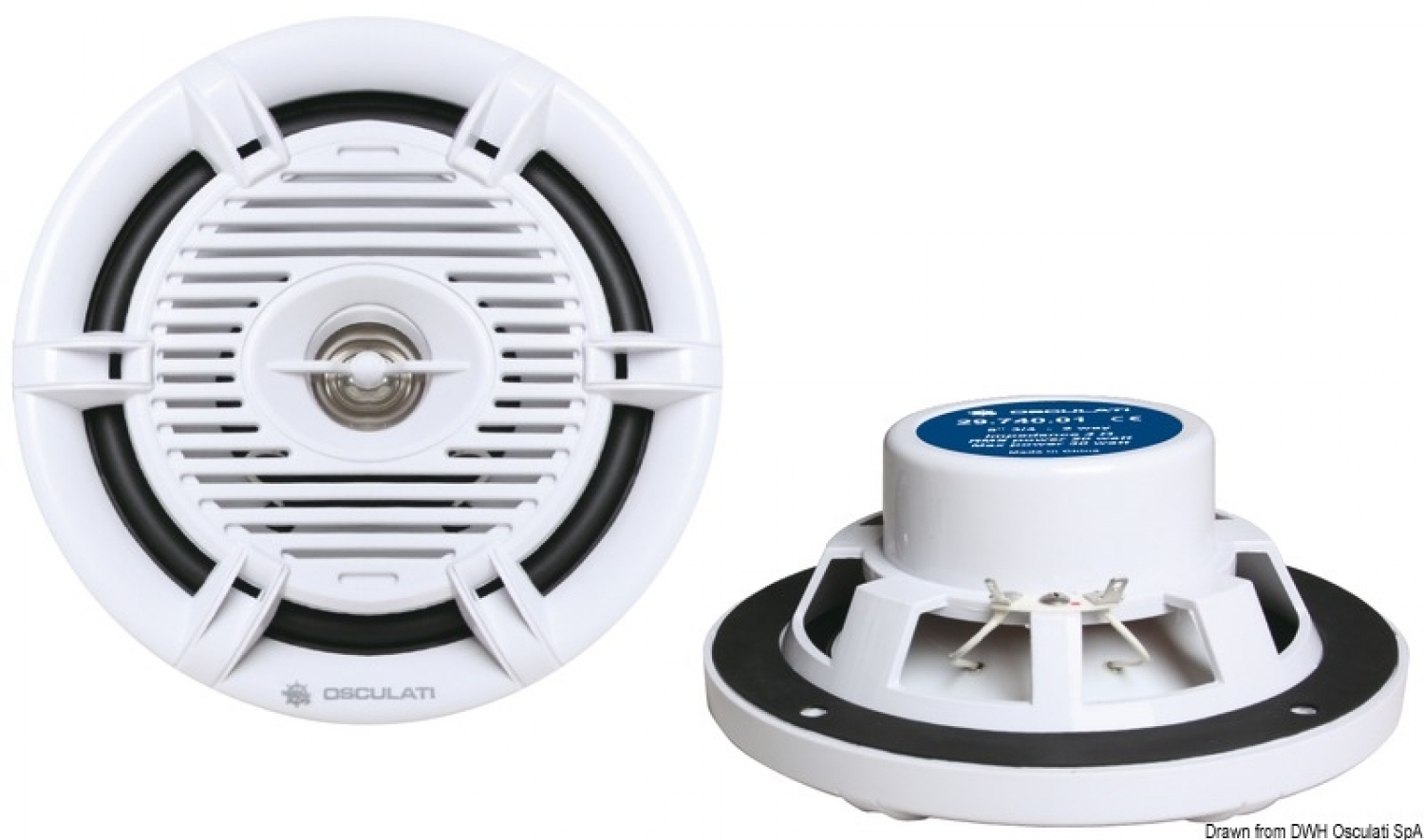 Skaļruņi balti 2 joslu RMS 2x25W Peak 2x40W 2gab 188mm