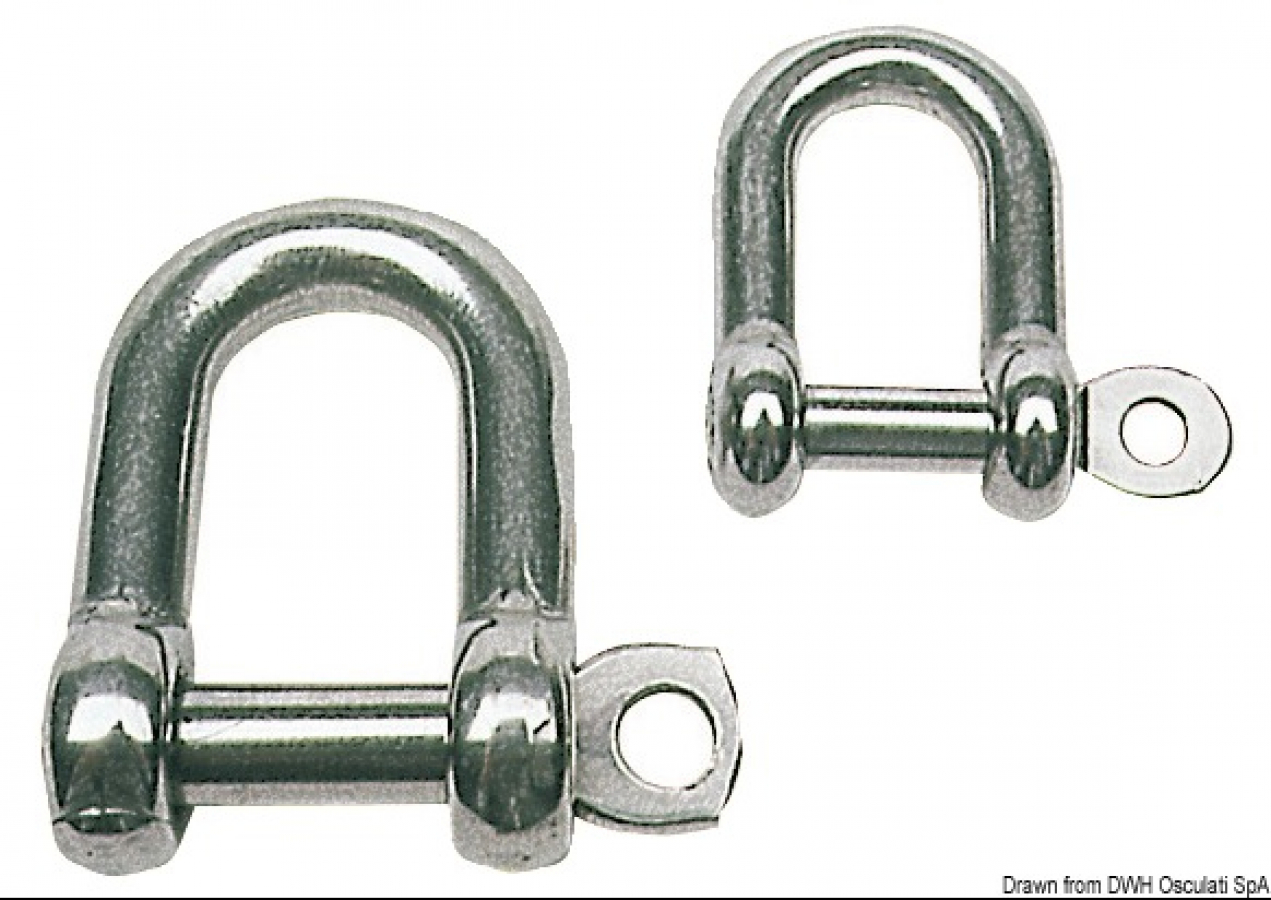 Shackle made of stainless steel AISI 316 A 5mm B 10mm D 10mm L1 20mm BL - 1000kg WL- 250kg