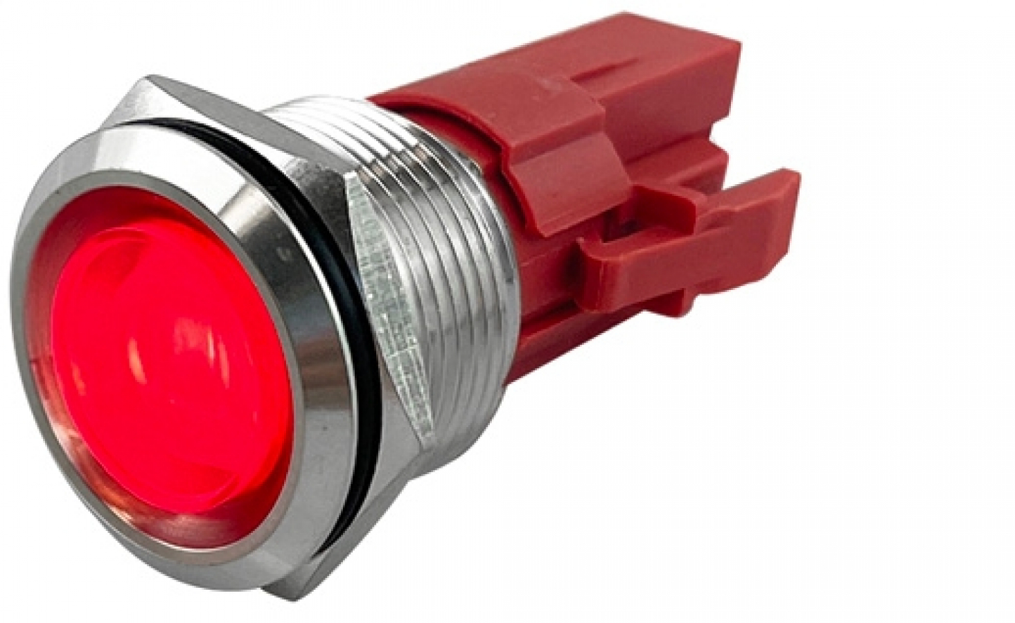 Выключатель красный IP65 LED SS ON(MOM)-OFF 10А 4 контакта D.19мм 12-24В с проводами в комплекте