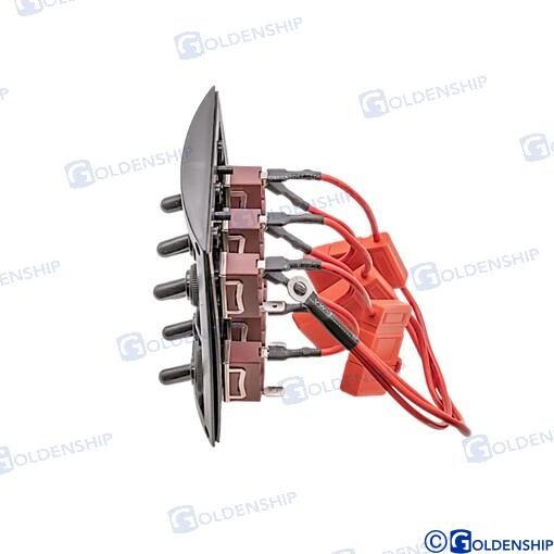 SPLASHPROOF SWITCH PANEL 6 pos 15A 12V 110 x 125 mm