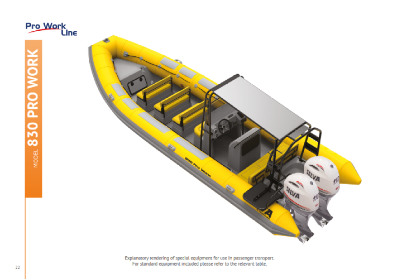 Selva Boat Pro Work 830 Hypalon with Selva engine White Whale 300 E.F.I E.DW.XL.PT.