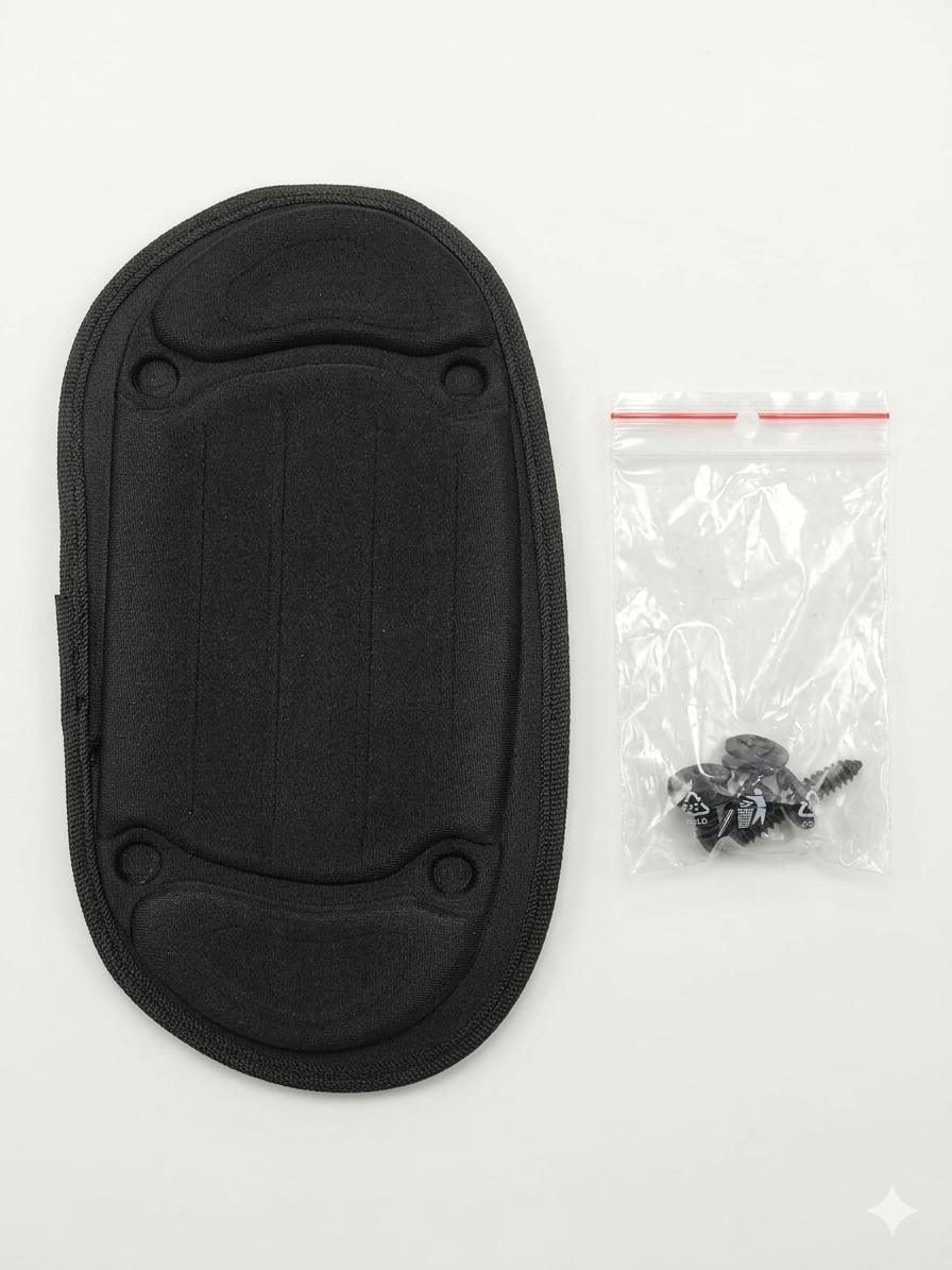 Kayak back support including mounting plastic screws - Black color