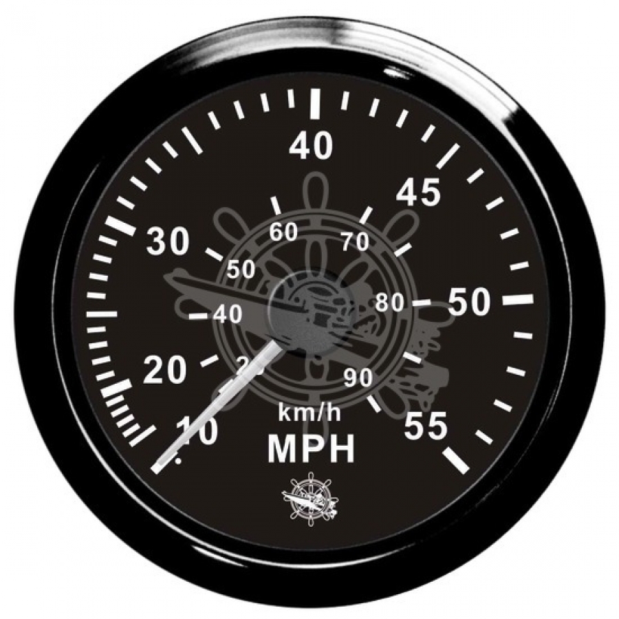 Speedometer  0-55 MPH  black / chrome
