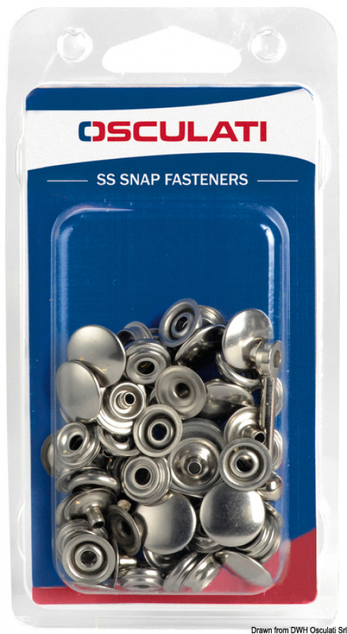 Snap fasteners made of stainless steel with installation tool  17-mm Ø