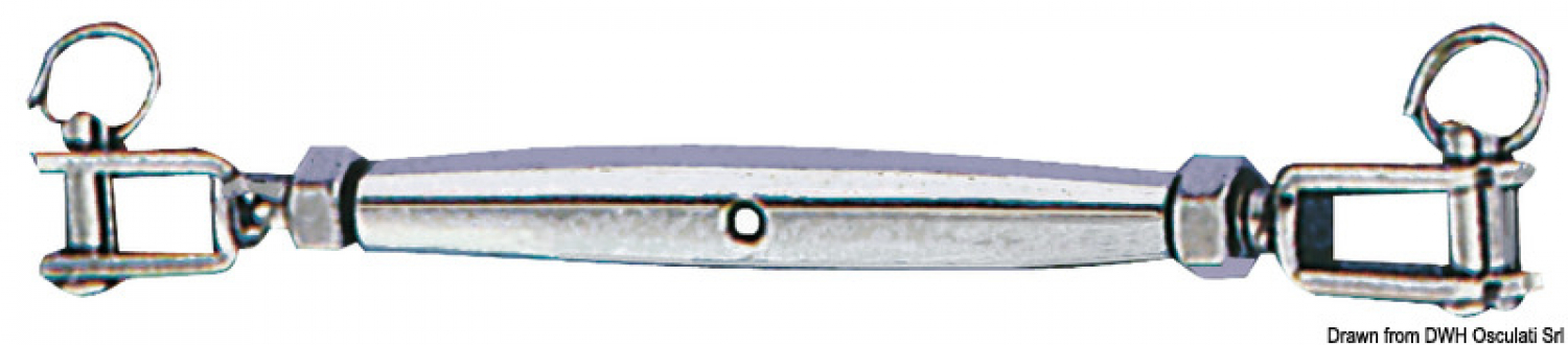 Turnbuckle w. two fixed jaws AISI316 12 mm