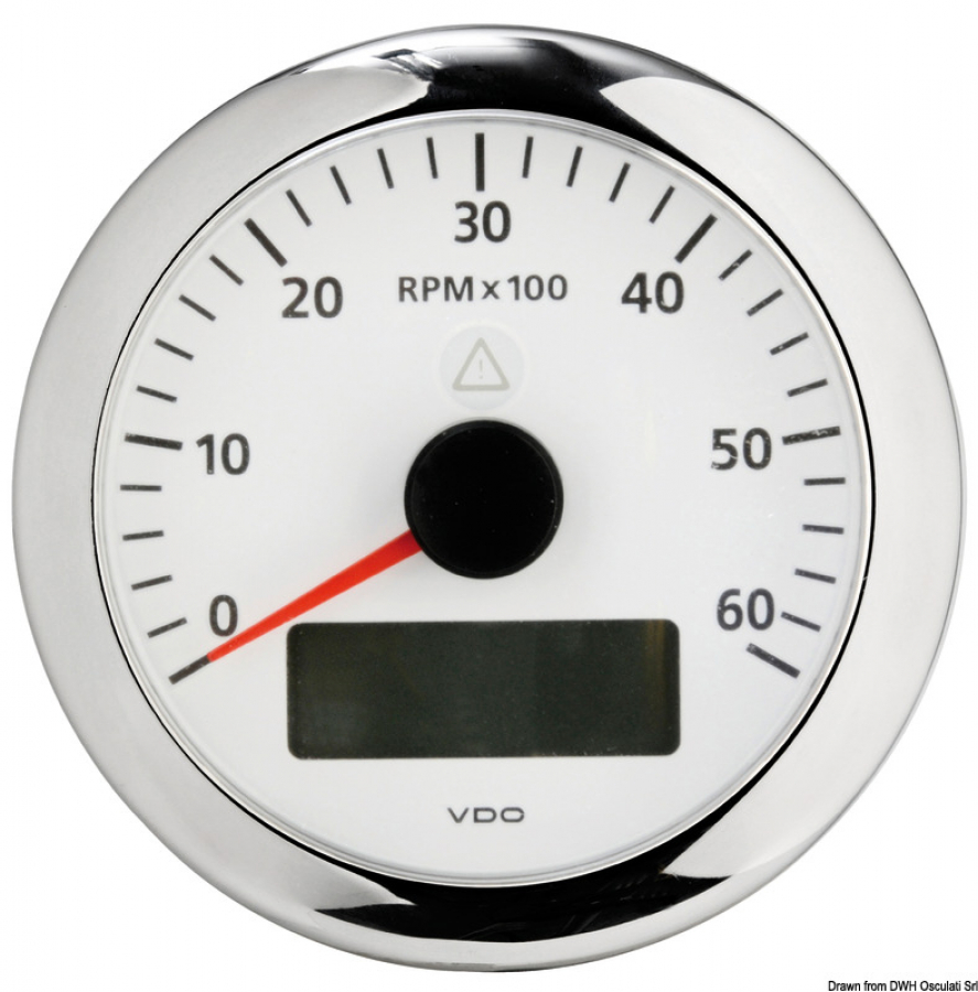 Tahometrs VDO 6000rpm - balts 12/24V W,IND,Hall , 1