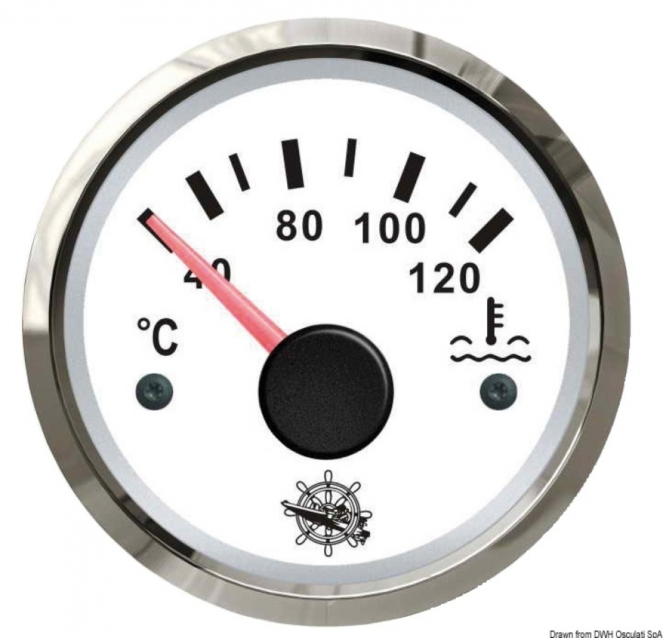 Water temperature gauge 40/120C° white/glossy 51mm