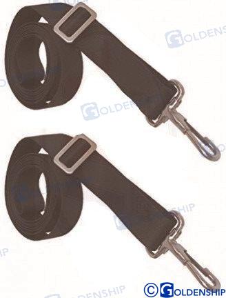 bimini top strap - black (pair) with stainless steel snap.