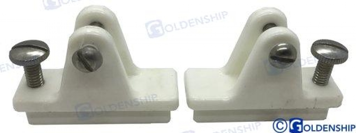 Pair of deck hinges w/ss slide lock whit